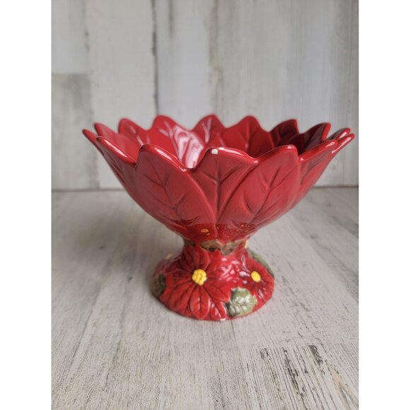 Certified International Susan winget Poinsettia Bowl‎ candy floral flower home - Picture 2 of 8